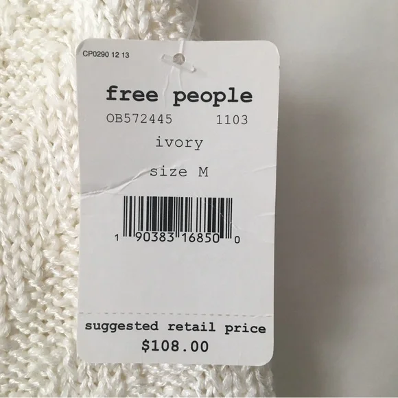 Free People Chevron Tank top Knit Sweater Ivory Size Medium - Picture 11 of 14